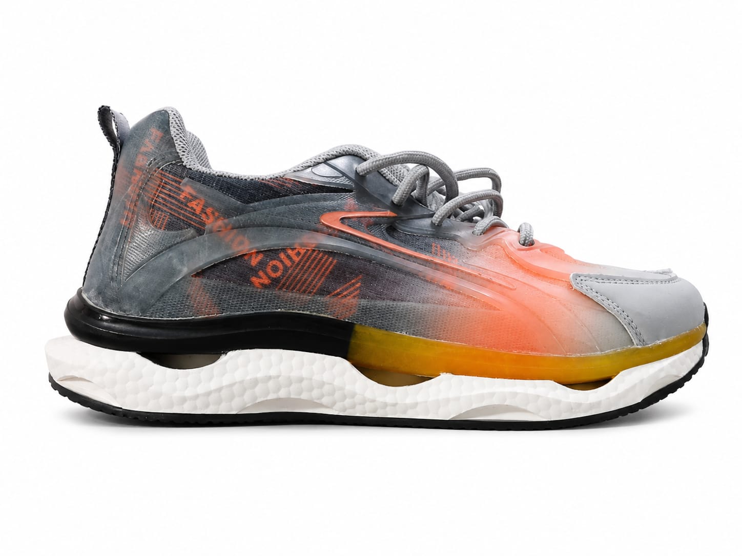 Z-Walk Modern Athletic Sneaker Grey & Orange
